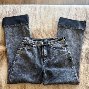 AKIRA Black Acid Wash High-Rise Jeans